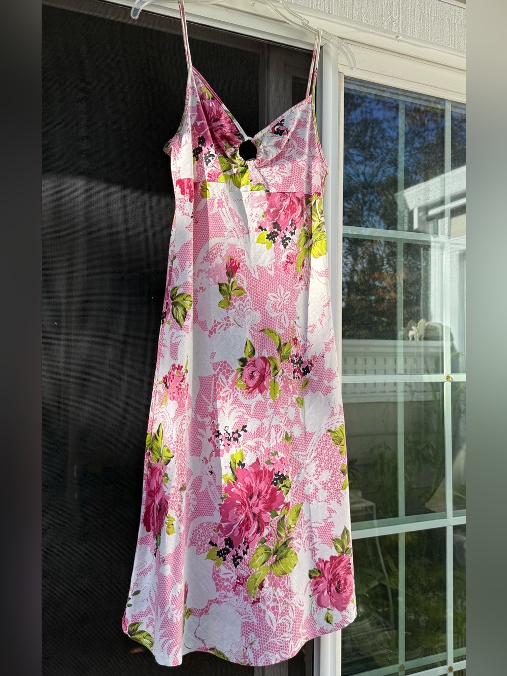 Floral Pink Lace-Rose Print, 6-8, cotton dress, Cosmos Moda